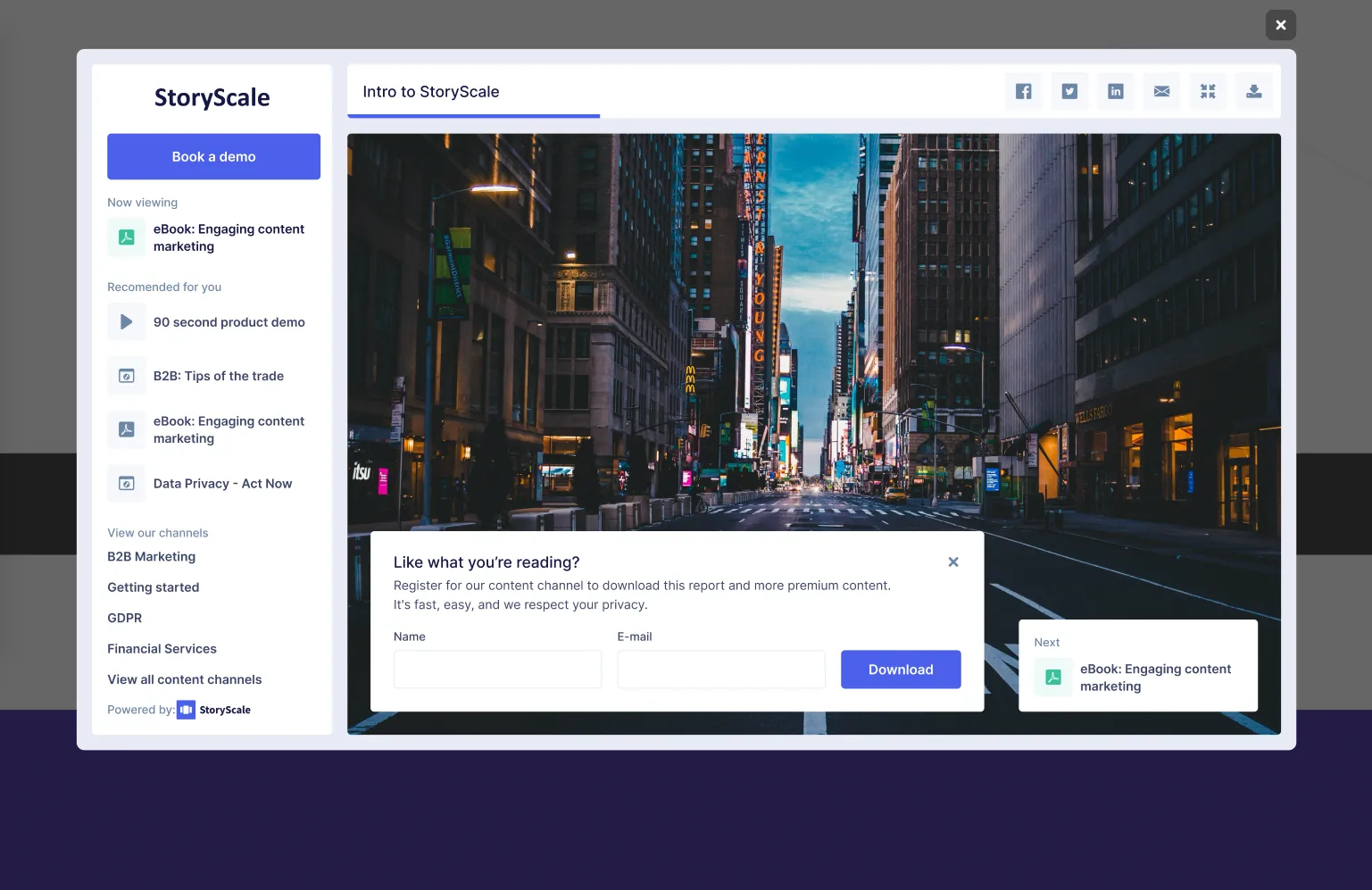 The StoryScale content experience viewer with ebooks and video